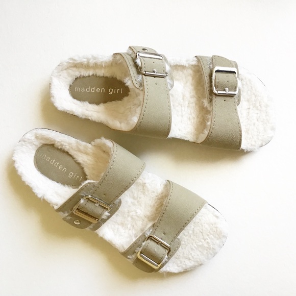 Madden Girl Faux Fur Lined Slide Sandals - Picture 3 of 5